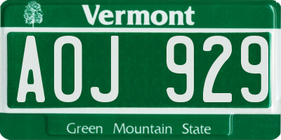 VT license plate AOJ929