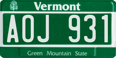 VT license plate AOJ931