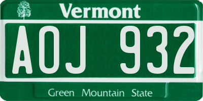 VT license plate AOJ932