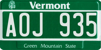 VT license plate AOJ935