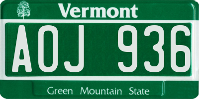 VT license plate AOJ936