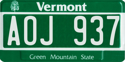 VT license plate AOJ937