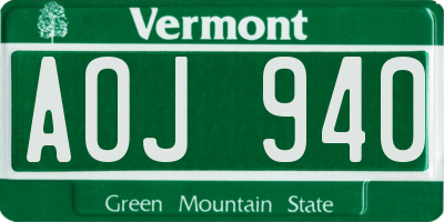 VT license plate AOJ940