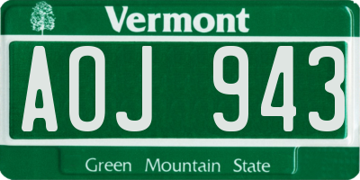 VT license plate AOJ943