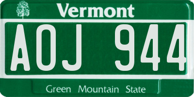 VT license plate AOJ944