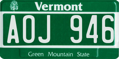 VT license plate AOJ946