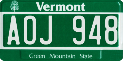 VT license plate AOJ948