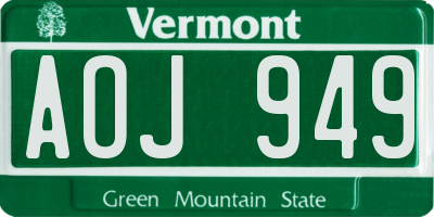 VT license plate AOJ949