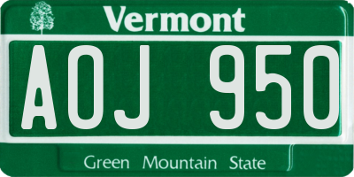 VT license plate AOJ950