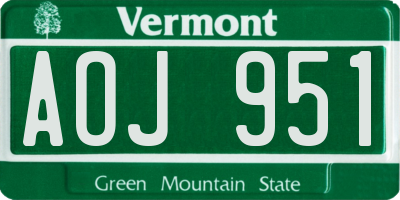 VT license plate AOJ951