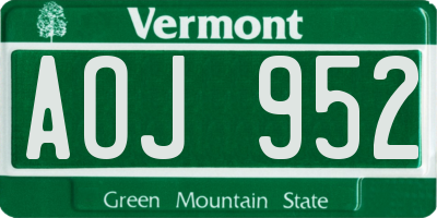 VT license plate AOJ952