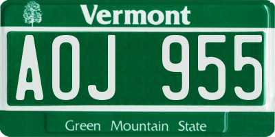 VT license plate AOJ955