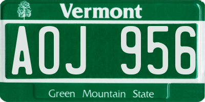 VT license plate AOJ956