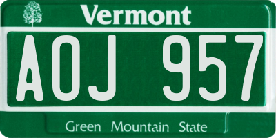 VT license plate AOJ957