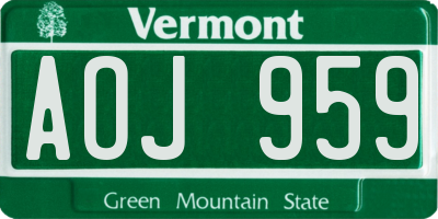 VT license plate AOJ959