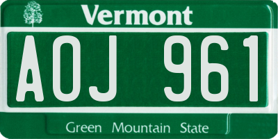 VT license plate AOJ961