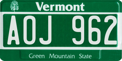 VT license plate AOJ962