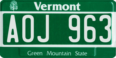 VT license plate AOJ963