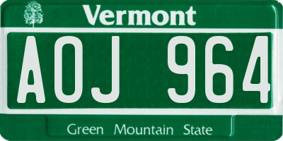 VT license plate AOJ964