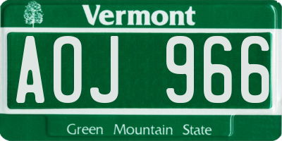 VT license plate AOJ966