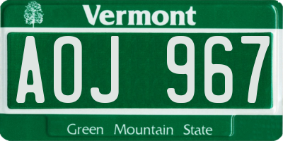 VT license plate AOJ967