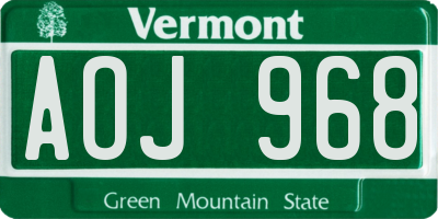 VT license plate AOJ968