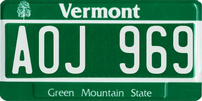 VT license plate AOJ969