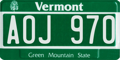 VT license plate AOJ970