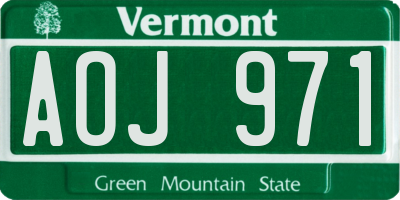 VT license plate AOJ971