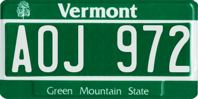VT license plate AOJ972