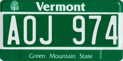 VT license plate AOJ974