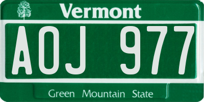 VT license plate AOJ977