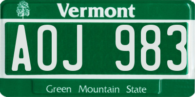 VT license plate AOJ983