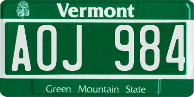 VT license plate AOJ984