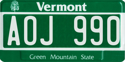 VT license plate AOJ990