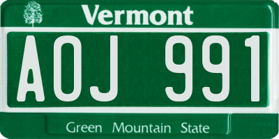 VT license plate AOJ991