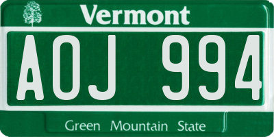 VT license plate AOJ994