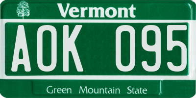 VT license plate AOK095