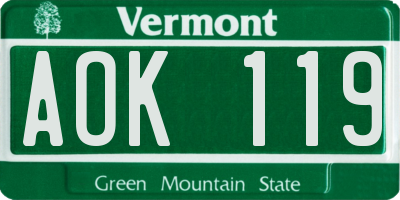 VT license plate AOK119
