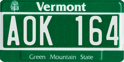 VT license plate AOK164