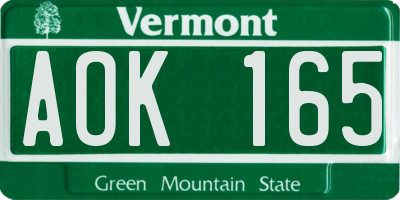 VT license plate AOK165