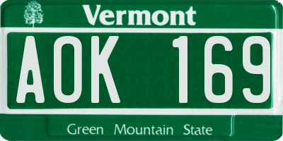 VT license plate AOK169