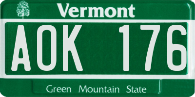VT license plate AOK176