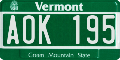 VT license plate AOK195