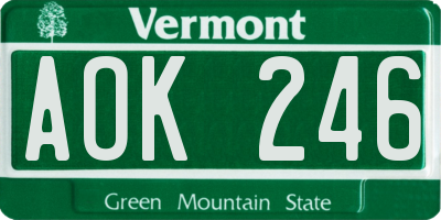 VT license plate AOK246
