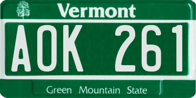 VT license plate AOK261