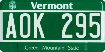 VT license plate AOK295