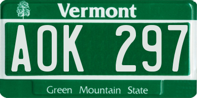 VT license plate AOK297