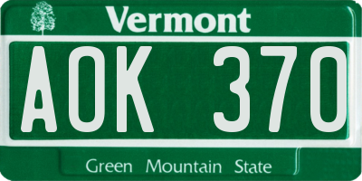 VT license plate AOK370