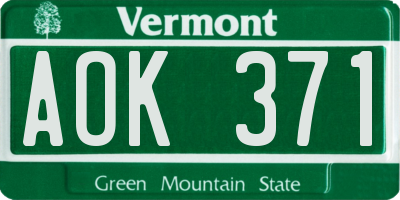 VT license plate AOK371